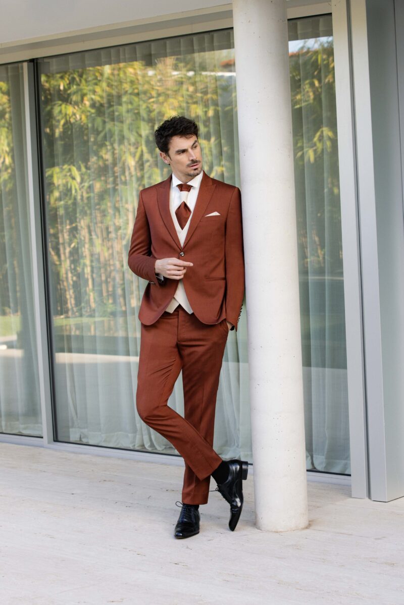 costume croisé terracotta